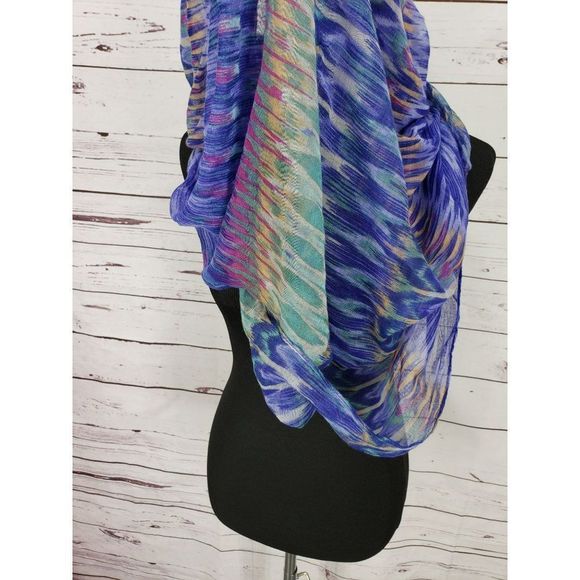 LA Double 7 Aztec Purple Multicolored Infinity Scarf Wrap Boho Chevron - Picture 5 of 7